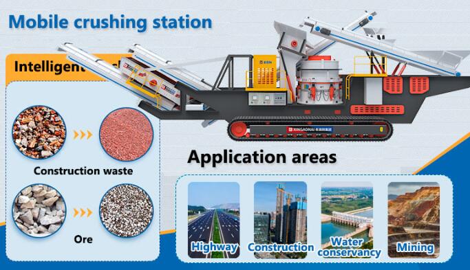 Mobile crushing station for construction waste treatment