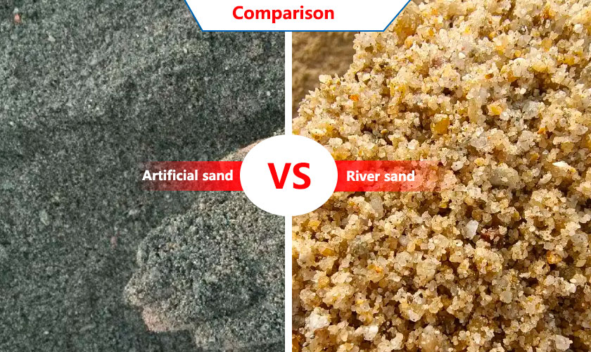 artificial sand and river sand