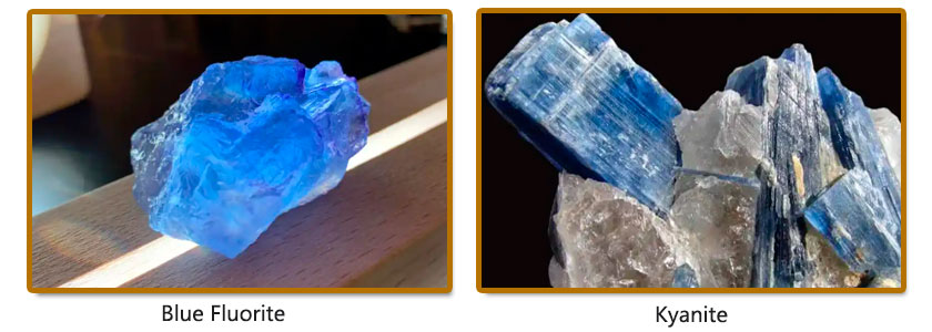 Appearance difference between blue fluorite and kyanite